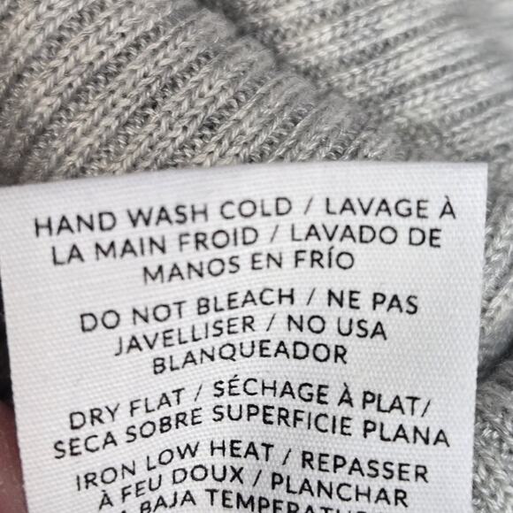 Nadaam Ribbed Cropped Cardigan Sweater Gray V-Neck Silk Cashmere Designer Y2K - Picture 7 of 11